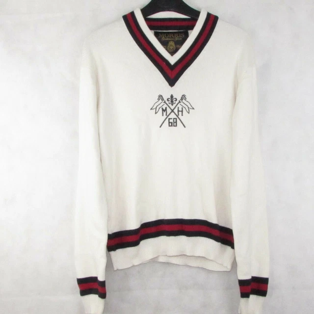 Maglione Reale Uomo Morris Maglione Scollo V Lana Cotone Maglione Grande L...