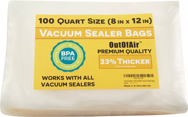  O2frepak 100 Quart Size 8 x 12Vacuum Sealer Bags