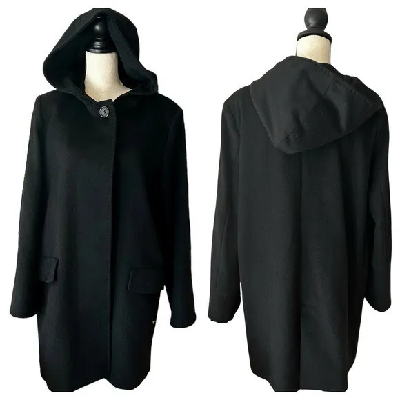 Cinzia Rocca due Sz IT 48 | US 12 Wool Angora Hooded Car Coat Black Soft Pockets