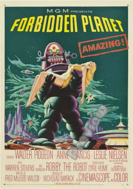 Forbidden Planet 1956 American Science Fiction Print Poster Wall Art Picture A4+