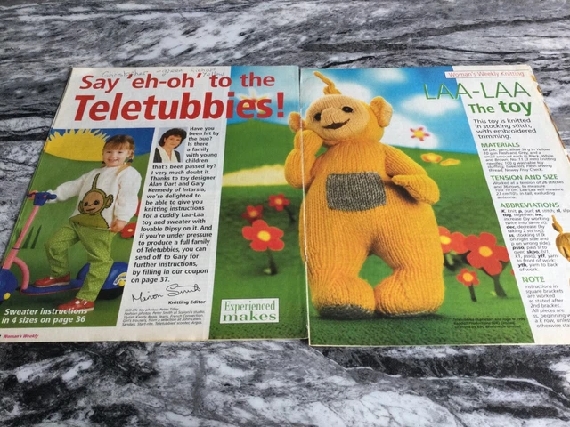 Seltenes Vintage Alan Dart Strickmuster - Laa-Laa Teletubby Spielzeug & Dipsy Pullover
