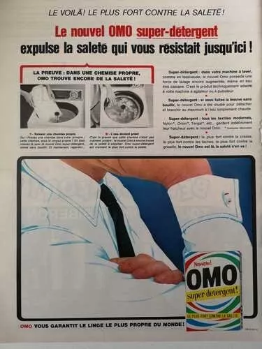 1965 ADVERTISEMENT - OMO Super Detergent Lessive - World's Cleanest Linen 851