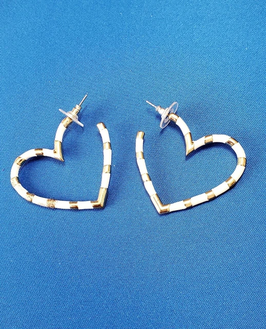Betsey Johnson Gold-tone Large Statement Open Heart Earrings-NEW