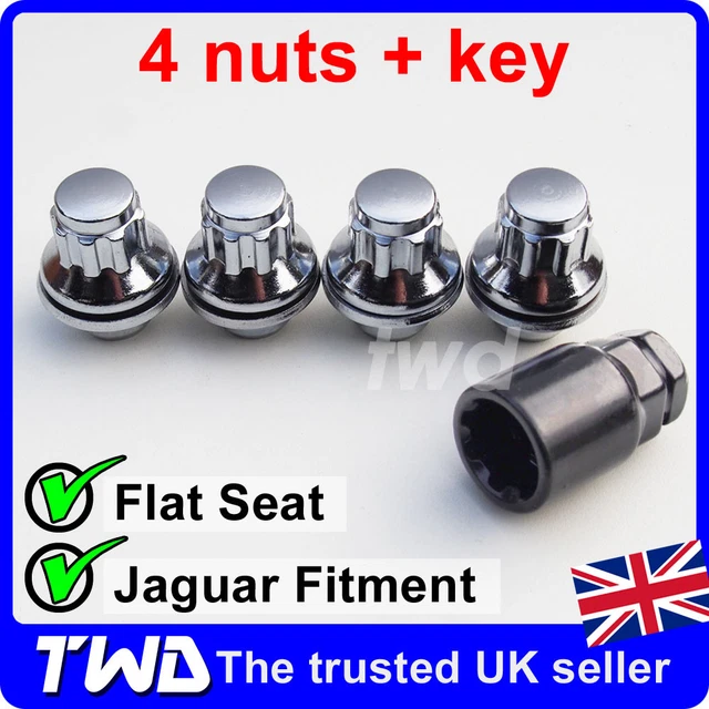 TRILOCK 4-Pack Alloy Wheel Locking Nuts For Jaguar S-Type & X-Type – Chrome M12 X 1.5 (Part NBS 144)