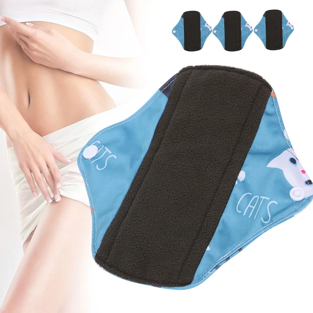(N38) Almohadilla sanitaria lavable para mujer almohadillas menstruales bambú carbón a prueba de fugas CHW