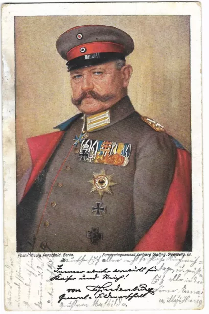 Foto-AK Postkarte Portrait von Hindenburg Orden Stern Spange PLM Widmung Bayern