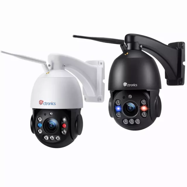 Ctronics 30X Zoom 5MP Caméra Surveillance WiFi Extérieure Caméra IP - Noir/blanc