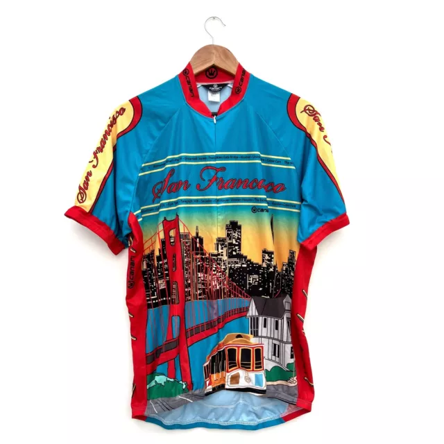 Canari Cycling Jersey Mens XL San Francisco All Over Print Short Sleeve Half Zip