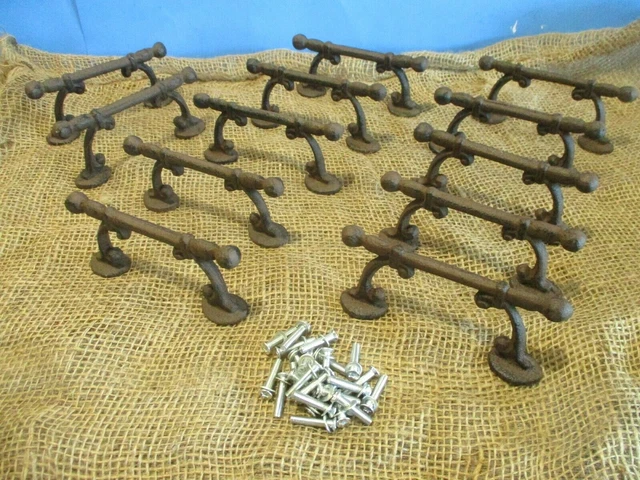 12 Rustic Handles Drawer Pulls Antiique Style Shed Bard Door Gate W/ Screws