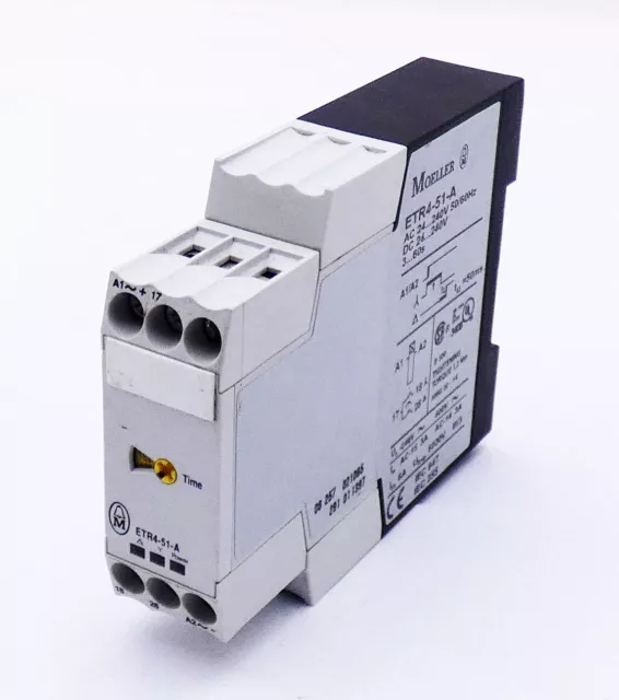 Moeller ETR4-51-A ETR451A 24...240VAC/DC 3...60s Time Relay -used-