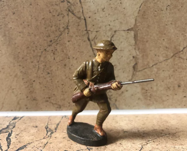 Elastolin Duro Soldat mit Gewehr WW2 Massefigur 7cm Lineol Figur