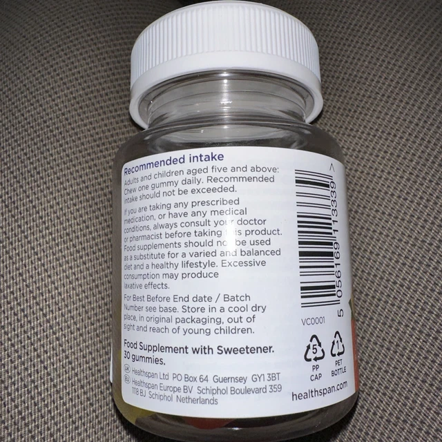 HEALTHSPAN VITAMIN C, 80mg, 30 Gummies, Citrus Flavour, Vegan, Free UK