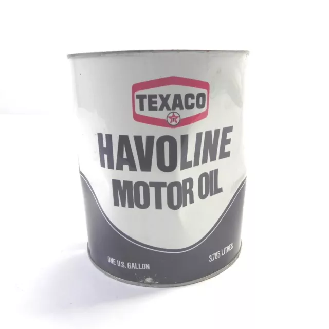 Vintage Texaco Havoline Motor Oil 1 Gallon Can Full Dented Pre Owned Vtg Full