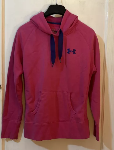 Under Armour Ladies Activewear Hoodie Size M Pink And blue, front Pocket.