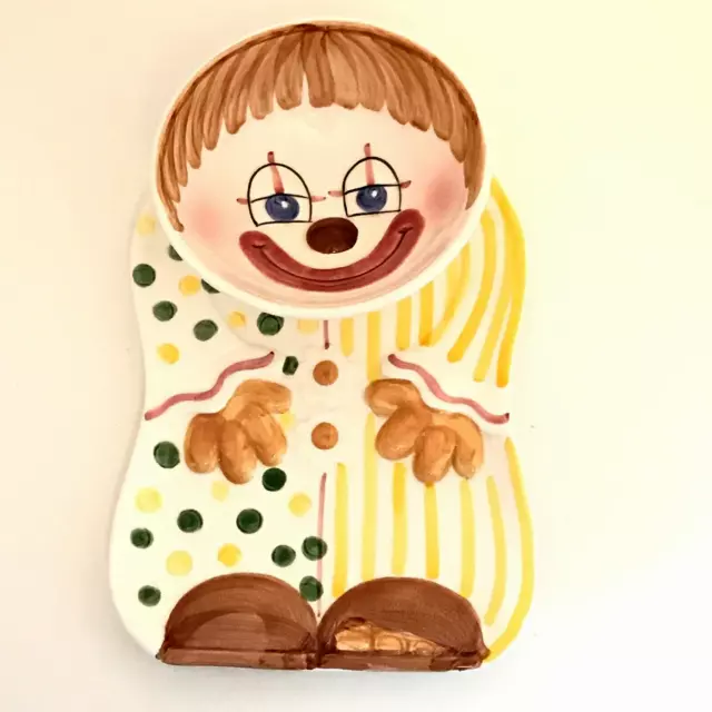 Vintage Enesco Child’s Dish Set Bowl Plate Happy Clown Porcelain Rare Japan made