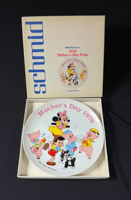 Vtg Walt Disney 1976 Mother's Day Commemorative Plate Minnie Mouse 3 Pigs Japan