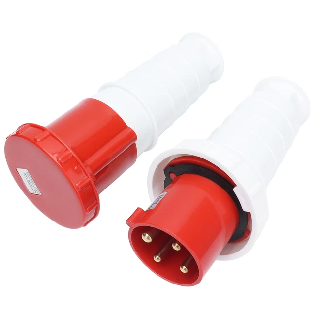 3 PHASE 4 Pin Socket 6-16mm² Industrial Plug Sockets IP67 Protection ...