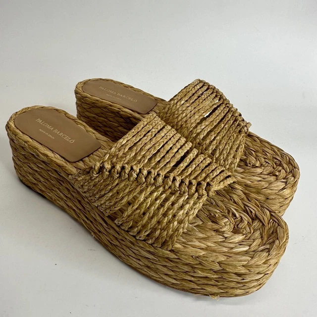 Paloma Barcelo Womens Rafna Platform Wedge Sandals Brown Leather Sole 9 New