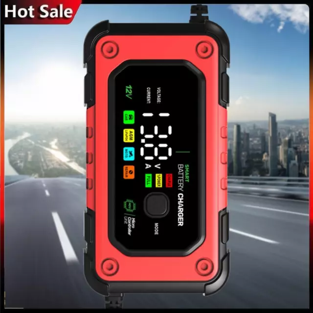 12V 7A Fully Automatic Intelligent Car Charger LCD Display for AGM GEL WET