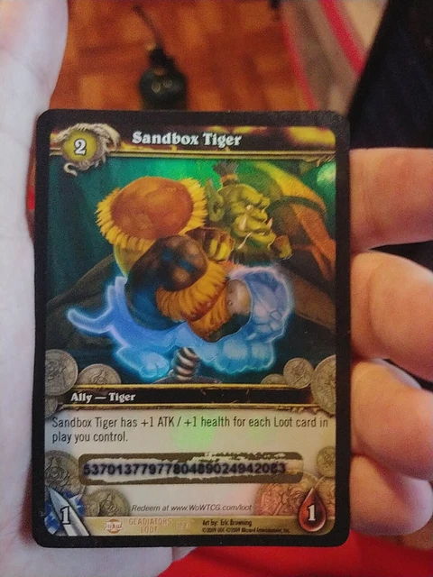 World of Warcraft TCG Sandbox Tiger Blood of Gladiators LOOT Card scratched