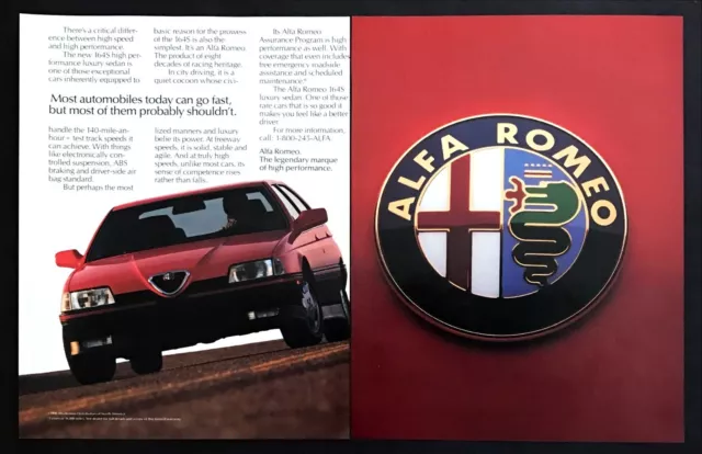 1990 Alfa Romeo 164S Luxury Sedan photo "High Performance" 2-page print ad