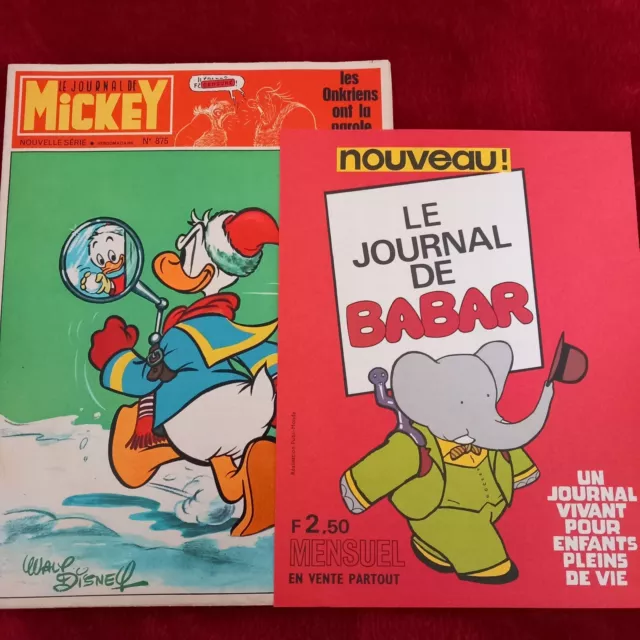 RARE Le Journal de Mickey n°875 de 1969 avec sa belle fiche publicitaire BABAR