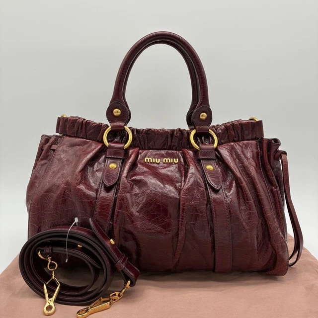 バッグ miu miu vitello lux 2way bag dark brown miu miu vitello lux 2way bag dark brown 【公式通販】