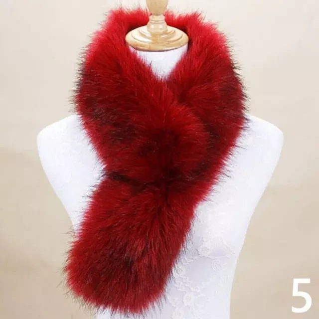 Womens Faux Fur Collar Scarf Shawl Warm Thick Thermal Fluffy  Wrap Stole Winter