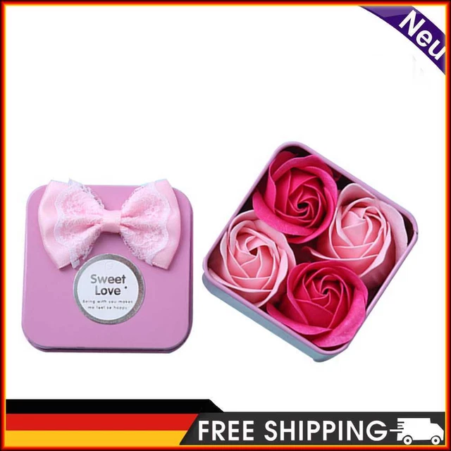 4 piezas Essential Bath Body Petal jabón fragancia rosa flores con caja aroma jabón de baño