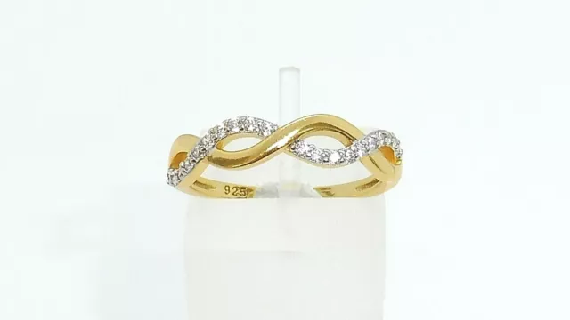 Ladies 9 Carat Gold on Sterling Solid 925 Silver Simulated Diamond Infinity Ring