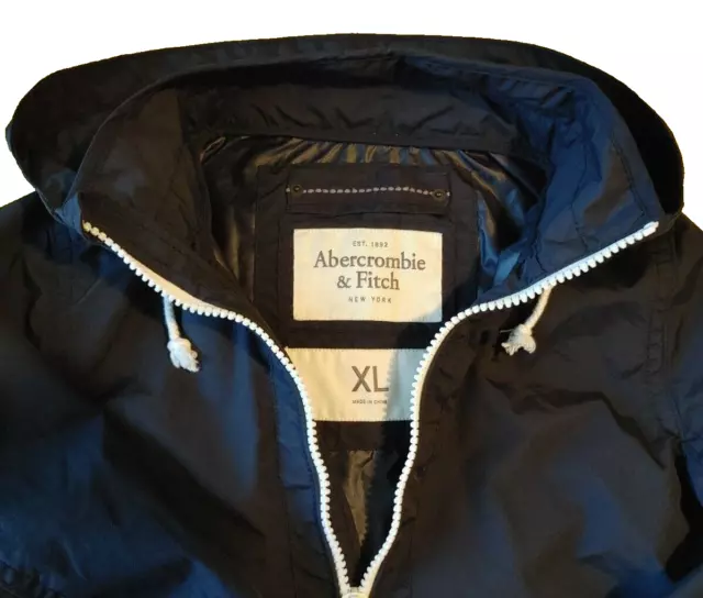 Abercrombie & Fitch Boys XL Navy Blue Hooded Rain Jacket 100% Nylon 3