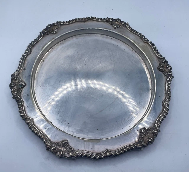 Piatto Argento 12' Piatto Piatto Piatto EPNS Ornato Bordo Gadroon Bellissimo Vintage Vittoriano