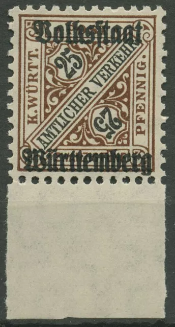 Württemberg Dienstmarken 1919 mit Aufdruck Volksstaat 265 UR postfrisch