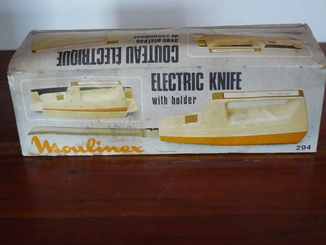Couteau électrique Vintage Moulinex (modèle 294) – Orange, France, Avec Rangement