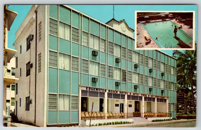 c1960s New Edgewater Beach Hotel Miami Florida Vintage Postcard