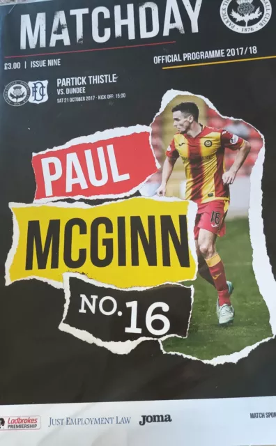 Partick Thistle v Dundee 2017 Football Programme