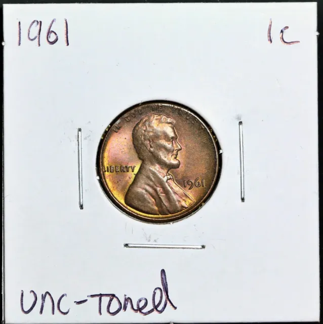 1961, 1C, Lincoln Memorial Cent - TONED - EA1279.