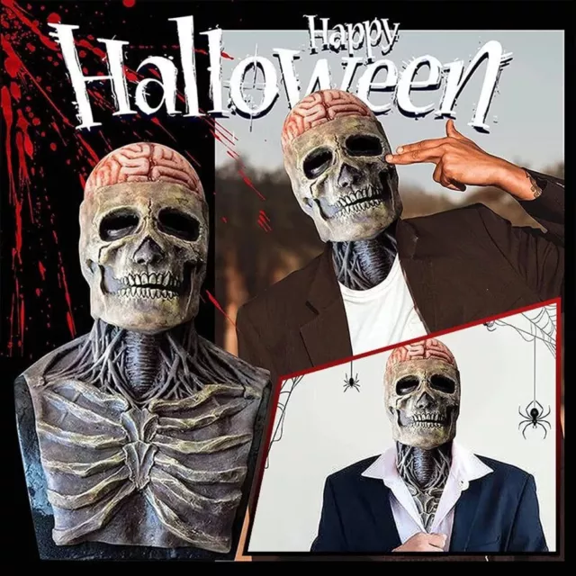 New Skeleton Halloween Scary Mask Skull Full Head Cosplay Costume Horror Prop US