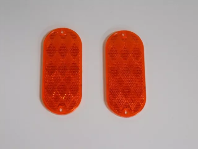 (2) Amber Oval Boat Truck Trailer Mail Box Reflex Reflectors