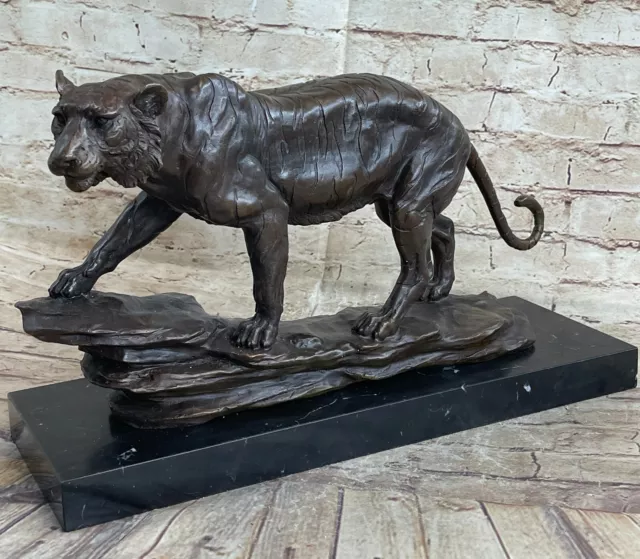 Art Deco Extra Large Heavy Tiger Wildlife Classic Artwork Bronze Sculpture