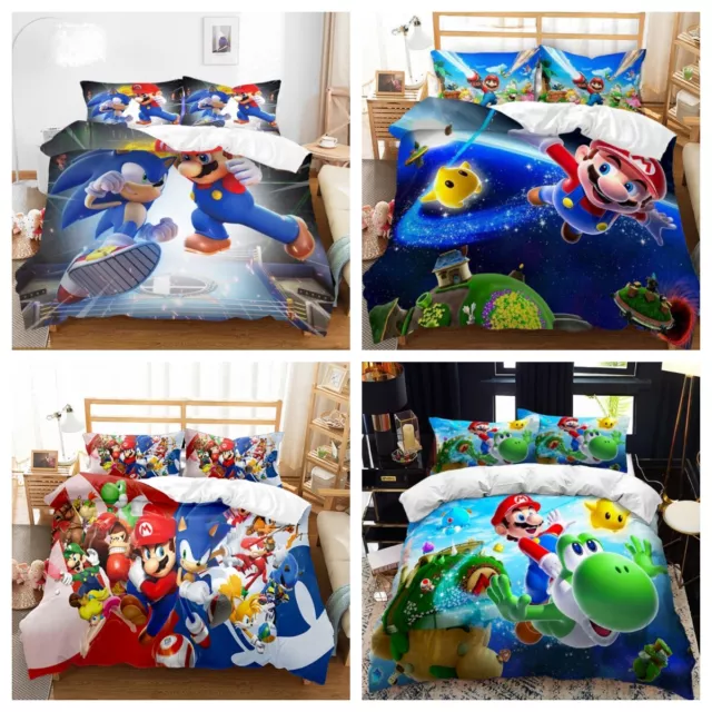 Kinder Bettwäsche set Jungen 3D Super Mario Bettwäsche Bettbezug Set Geschenk