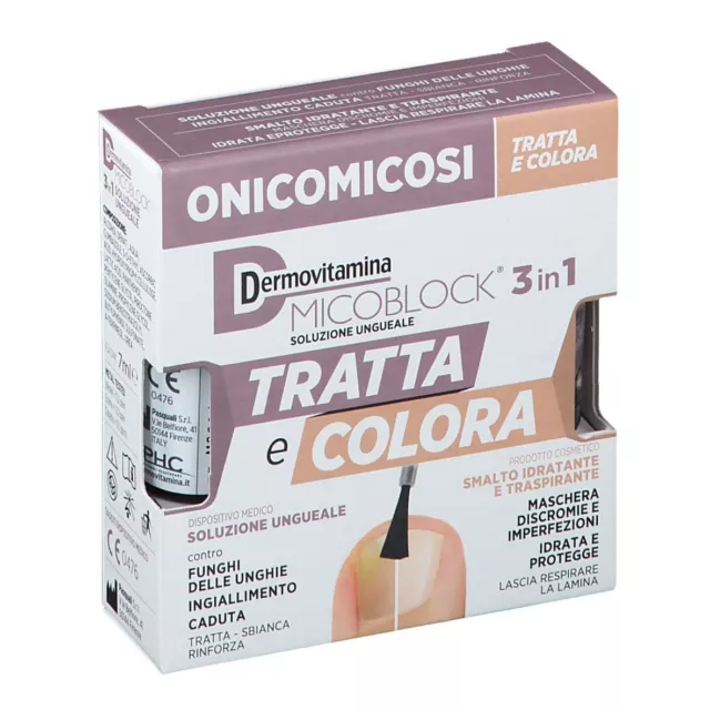 Dermovitamina Micoblock 3 In 1 Soluzione Ungueale 7 Ml + Smalto Idratante Tra...