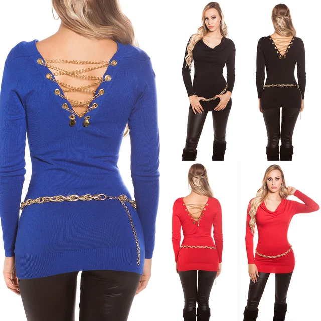 Maglione Donna Pullover Elegante Lungo Maglioncino Oversize Vestito Corto per da