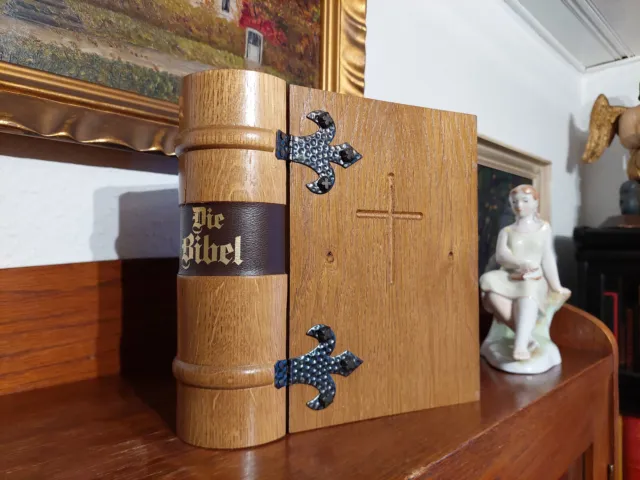 MERIAN BIBEL Luxusausgabe HOLZEINBAND Handeinband EICHE mit Beschlägen