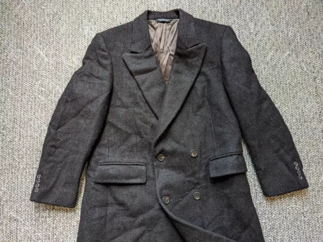 vintage USA made TWEED double breasted 42L donegal wool OVERCOAT topcoat