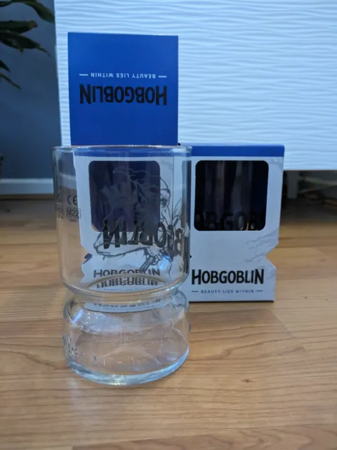 2 X Hobgoblin Stubby Pint Glasses Gift Boxed Brand New Style glass Present