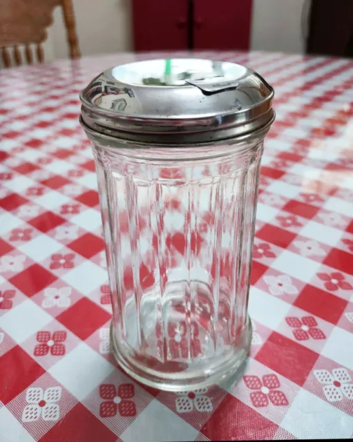 Dispensador de azúcar de vidrio acanalado vintage de Chicago