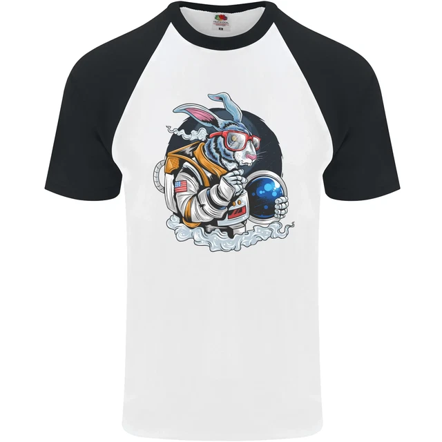 Maglietta da baseball Space Bunny Funny Astronaut Space Rabbit da uomo S/S