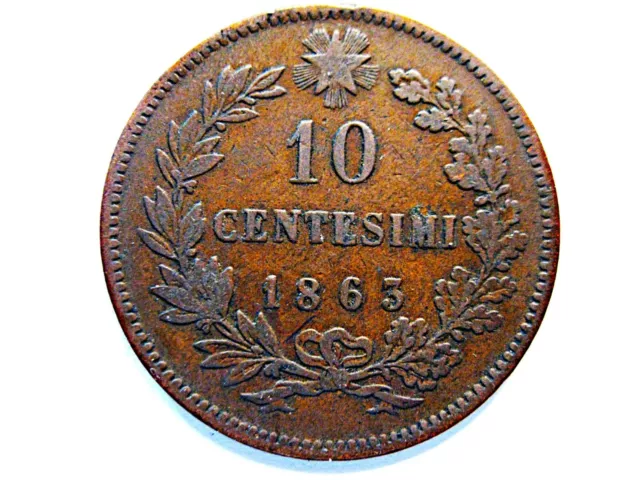 Italien  10 Centesimi  1863  "Vittorio Emanuele II."