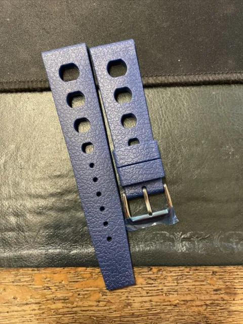Bracelet Montre strap style tropic caoutchouc Bleu Foncé diver plongée 22mm